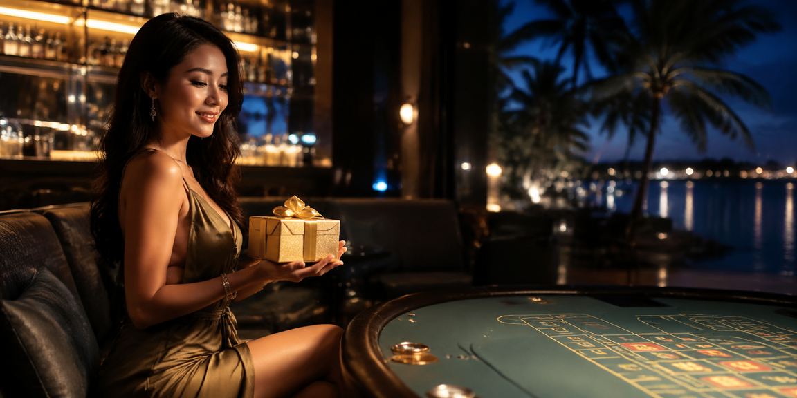 Model kasino Vietnam bermain baccarat di meja hijau dengan suasana profesional