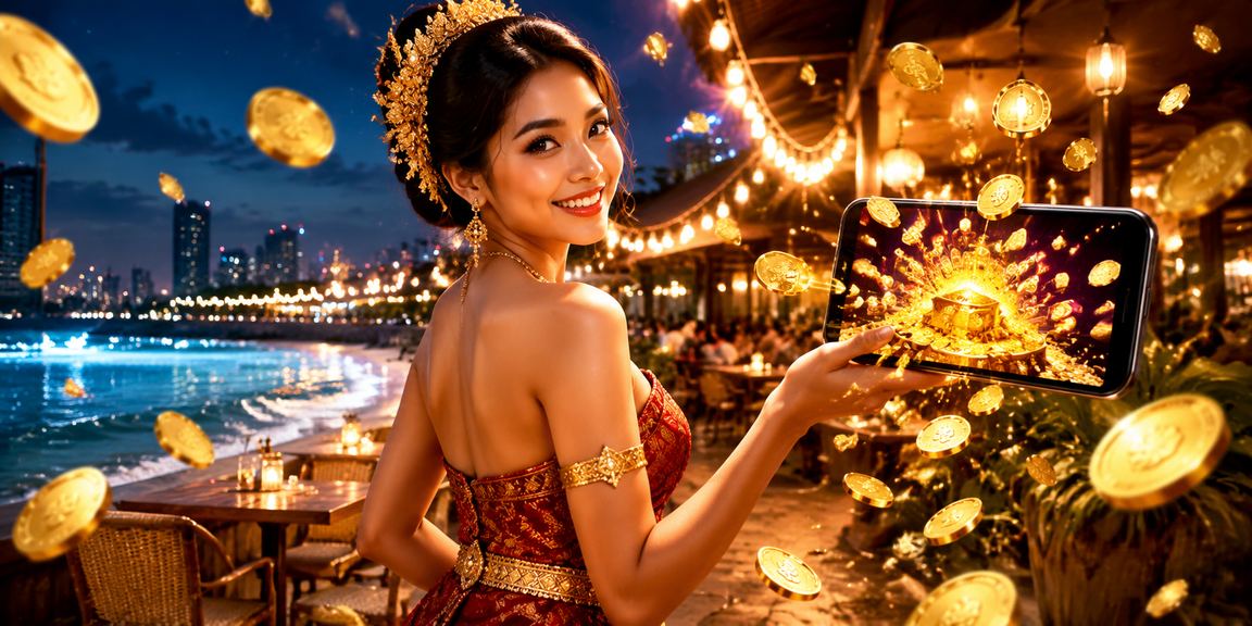Perempuan muda menikmati kopi sambil bermain kasino mobile dengan santai dan terkendali